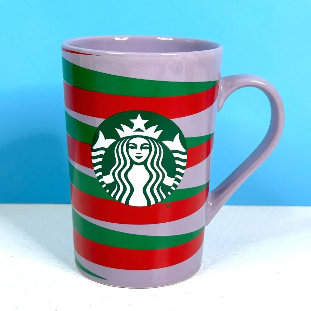 Starbucks 2020 Purple Red Green‎ Striped 11oz Logo Coffee Mug